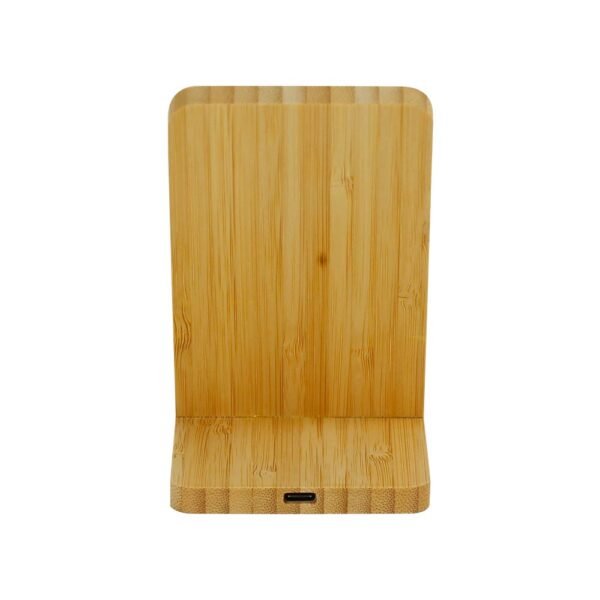 Bamboo Fast Wireless Charger Stand 15W with LED Logo – Eco-Friendly Qi Charging Solution